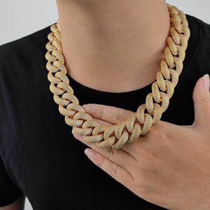 25mm16-24inch Catene Bling Color oro Micro impostazione CZ Stone Miami Cuban Chain Collana Bracciale Gioielli per uomo Gioielli punk Catene pesanti