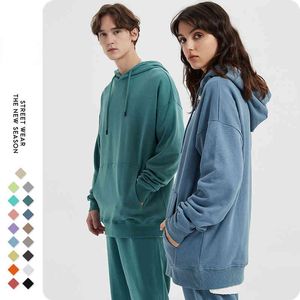 2022 Autumn New 350g Terry Solid Color Sweater Loose Cotton Pullover Thin Section Women Pullovers