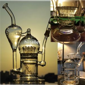 10,8 cala Percolator RURE Water RURE HOAKAHS SZKOLNE RURE SHISHA RECYCLER DAB RIGS GRAVITY BONG BONG Z 14 mm miską