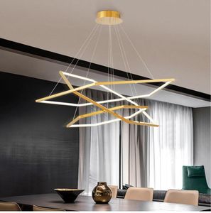 Hängslampor moden art deco geometrisk polygon ledande ljuskrona belysning modern vardagsrum hängande ljus fixtur rostfritt stål lyktan