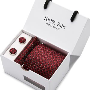 Bow Ties High Grade Silk Holiday Gift Necktie Set Tie Box Man Blue Dot Wedding Accessories Fit WorkplaceBow
