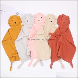 Bibs Burp Cloths Infant Baby Organic Cotton Muslin Sleeps With The Doll Lion Drool Towel Babies Bib Bandana Mxhome Drop Deli Mxhome Dhetm
