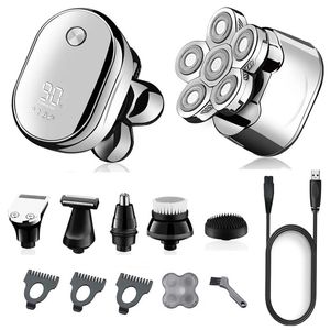 Kit de cuidados múltiplos display digital barbeador elétrico aparador de cabelo barba barbeador elétrico molhado seco masculino facialcorpo máquina de barbear