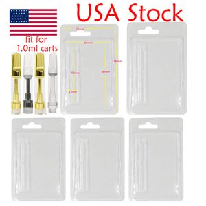 Wholesale Clam Shell Blister Pack 1.0ml Vape Cartridges USA Stock Package Clear Plastic Case 0.8ml Carts Atomizers Packaging Customize Ca Warehouse 1000pcs box