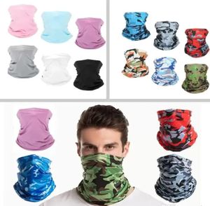 Sol UV -skydd Face Mask Neck Gaiter Windsecture Scarf Sunscreen Andningsbara bandana för sport utomhus camo huvudduk Party Mask C0819