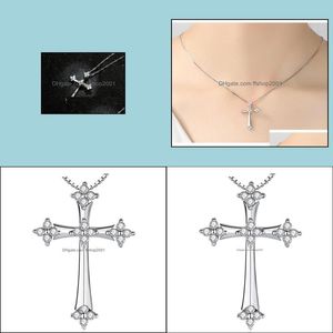 Pendant Necklaces Cross Crucifix Clear Crystal Necklace For Men Women Prayer Jesus Snail Link Chain Wholesale Jewelry Drop Ffshop2001 Dhkhs