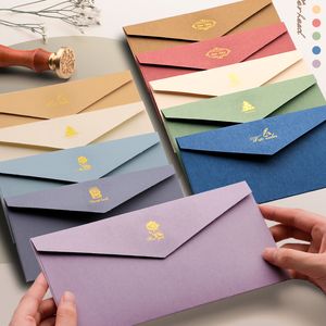 Presentförpackning 5st Vintage Paper Envelope Writing Letter med tätningsklistermärken för vykort gratulationskort bröllop inbjudan