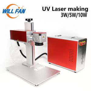 Will Fan 355nm 200x200mm 3W 5W 10W M￡quina de marca￧￣o a laser UV ￁gua de ar resfriada a ar JCZ-EZCAD Cart￣o de controle SG7110 Galvo Scanner para CNC
