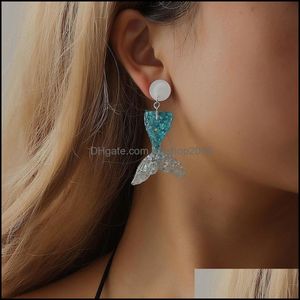 Stud Pretty Mermaid Beautifly Earrings Ethnic Bohemia Summer Sequin Resin Fishtail For Women Fashion Jewelry Luxury Drop D Carshop2006 Dhap7