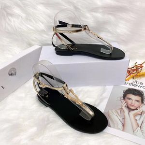 2023 Human Head Sandals European and American Sexy Pop Red Goodware Buckle Build Flat Bottatile Style