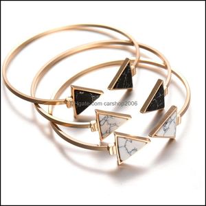 Bangle armband armband f￶r kvinnor triangel marmor manschett geometrisk turkosa armband marmoriserad sten charm droppleverans carshop2006 dh2x1