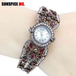 Bracelet Designer Sunpice-MS Turkish Crystal Quartz Watch Watch Bangle pour femmes Antique Gold Color Digital Relogio Feminino 2019