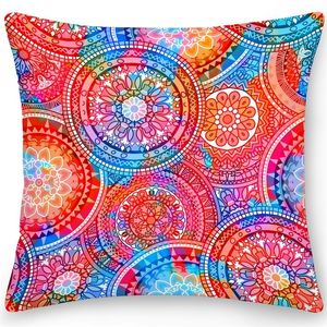 Pillow Case Peach Skin Square Cushion Cover Throw Pillow Ethnic Flower Bohemian Office Sofa Pillows Home Decoration Cojines L220816