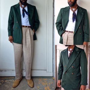 Smoking da uomo verde semplice da sposa slim fit doppio petto da sposo cena abiti da sera abiti da indossare blazer 1 pezzo