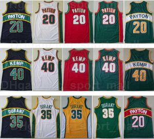 Jersey Retro Mitchell Ness Gary Payton Basketball Jersey 20 Kevin Durant 35 Shawn Kemp 40 Drużyna kolor zielony żółty czerwony
