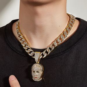 Mens Iced Out Chain Hip Hop smycken halsband armband guld silver miami kubanska länk kedjor halsband skalle