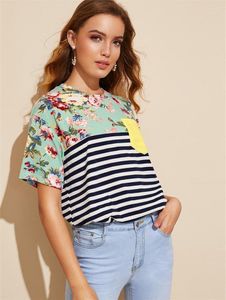 Women's T-Shirt 2022 European And American Fashion Style Multifunctional Striped Stitching Mother Breastfeeding Clothes