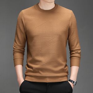 Gömlek T Kore Tam Kollu toptan satış-Erkek Tişörtler Marka Tam Kollu Tişörtler Sonbahar Kış Moda Tasarımcısı O yaka Düz Renk Üst Tees Koreli Sıradan Erkekler Kıyafetleri T1246MEN