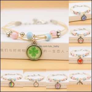 Bracelets de charme Novo vidro de vidro artesanal de le￣o tecido seco Flores de pulseira J￳ias femininas entrega 2021 Lulubaby dhzek