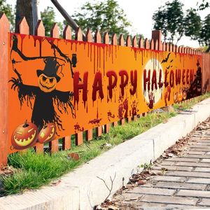 250cmx48cm Horror Happy Halloween Bloody Bat Pumpkin Ghost Print Party Backdrop Hanging Banner Home Garden Decoration 220819