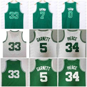 Retro Basketball Jaylen Larry Brown Jayson Garnett Tatum Smart Paul Pierk White Zielony Zielony Koszulki Vintage Men Outdoor Apparel Wear Good