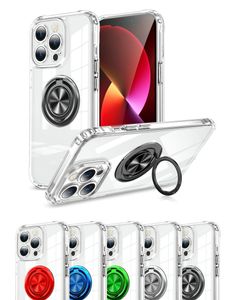 リングホルダークリア 2 ミリメートルアクリル耐衝撃電話ケース iPhone 14 13 12 11 Pro Max XR XS X 7G 8 プラス Sansung A13 A23 A53 A32 A03 Core Honor X8 X9 MOTO G22 E32 透明 TPU