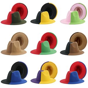 Hat Hats for Women Fedoras Patchwork Felt Caps Men Fedora White Black Fashion Luxury Sombreros De Mujer Gorros 220819