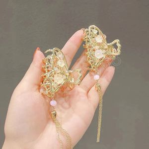 Luxury Flower Butterfly Tassel Metal Hair Claws Women Clamps Hair Jewelry Accessories gift