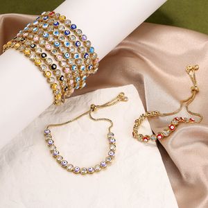 Blue Evil Eyal Crystal Charm Muslim Bracelets for Women Fashion Jewelry Pulsera turca Color de oro NUNCA FADED