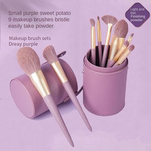 Make upborstels kleine paarse zoete aardappelborstel set zachte maïs zijden vezel schoonheid blush base lipsmake up