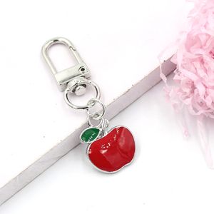 Partihandel röd äpple nyckelring nyckelringar hangbag dekoration dragkedja dra charmplanerare charm tillbehör