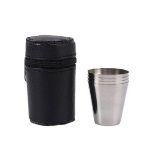 Portable 30ML Stainless Steel Water Glasses Tea Wine Cups Set With Bag Drinkware Kitchen Home Tools For Travel Outdoor