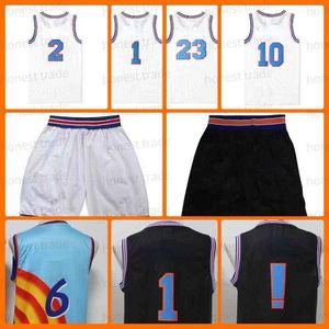 Space de filme Basquete Vintage Jersey Shorts 10 Lola 1 Bugs Tropics brancos de pederneira #33 Jackie Moon NCAA Retro Stitched Jerseys Shorts Sportswea