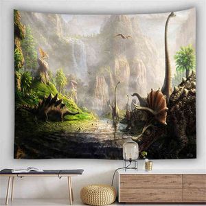 Dinosaur Wall Carpet Animal Hanging Fabric Jurassic Hippie Blanket Boho Decor Bedroom J220804