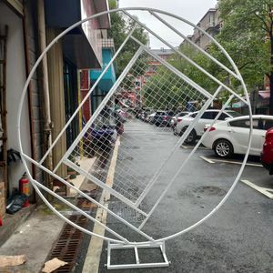 Party Decoration Wedding Arch Backdrop Wrought Iron Creative Ring Geometric Diamond Grid Frame Stand Home DecorationParty