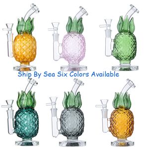 Корабль от морских ананасов кальяны переработчики курящие аксессуары Bubbler Perc Percolator Толстая стеклянная вода с чашами шесть цветов.