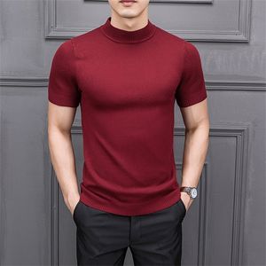 MRMT Brand Autumn Men's Sweater Pure Color Semi-high Collar Knitting for Male Half-sleeved Sweaters Tops 220819