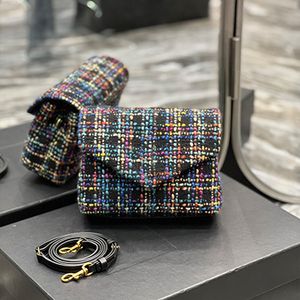 Top quality classic box colored tweed bags shoulder corssbody chain envelope bags large small size Diamond Lattice bag Designer cover women's handbags clutch 20cm