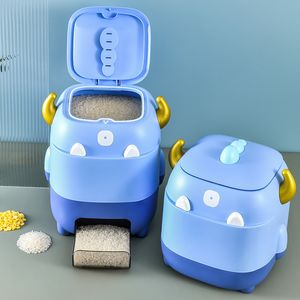 Storage Bottles & Jars Sealed Cartoon Rice Bucket Dispenser Grain Box Food Kitchen Container OrganizerStorage