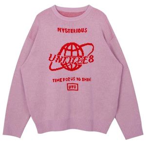 Erkek Sweaters Street Sweater Kadınlar Dünya Mektubu Harajuku Kniting Üstler Gevşek Sıcak Kazak Sonbahar Kış Japon Kız 2022Men's