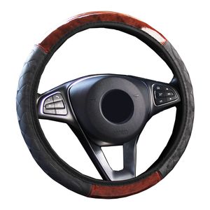 Coprivolante Coprivolante universale Avvolgere in pelle artificiale per 37-38CM Volante Volant Treccia antiscivolo Accessori autoSteering