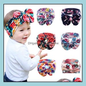 H￥r tillbeh￶r bohemian pannband bomullsflickor baby bowknot blommor blommor turban twist head wrap knut mjuk band barn band b mxhome dh9ze