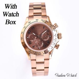 Rose Gold Ceramic Bezel rostfritt stål Designer Watch Men Watches Oyster Perpetual Automatisk mekanisk rörelse Lysande armbandsur Kronograf med klocklåda
