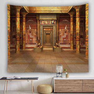 Vintage Church wisząca ściana gobeliny mandala Buddha starożytne egipskie zdjęcie salon Dorm Dorsz Home Dekree Mural Koc dywan J220804