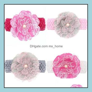 Accessori per capelli Europa Moda Fascia per capelli Neonato Bambini Pizzo Chiffon Fiore Bowknot Fascia per capelli Copricapo elastico Bambini Acces Mxhome Dhlzn