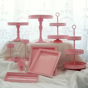 Other Bakeware Pink Cake Stands Set Wedding Birthday Princess Party Decoration Cupcake Plates Food Dessert Baking Dinnerware ToolsOther