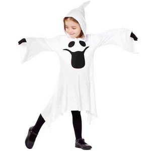 Mädchen White Ghost Scary Cosplay Kind Kinder Halloween Hell Devil Fiend Kostüme Karneval Purim Parade Rollenspiel Partykleid Y220819