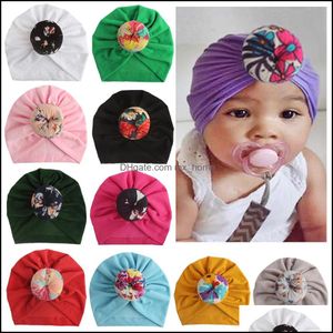 Caps Hats Europe Infant Baby Girls Hat Topknot Headwear Child Toddler Kids Beanies Turban Donuts Florals Children Accessorie Mxhome Dhjf2