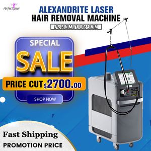 Fiber Laser Alexandrite 755NM 1064NM ND YAG LASER Hårborttagning Snabb permanent hårstrån Remover Epilator