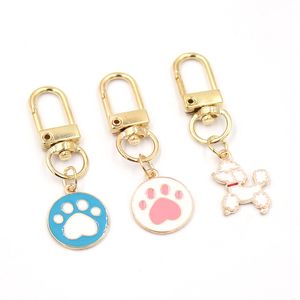 Wholesale Dog Paw Print Pendant Keychain Fashion Key Rings Zipper Pull Charm Planner Charms Accessories Hangbag Hanging Pendants Keyring For Women Girls